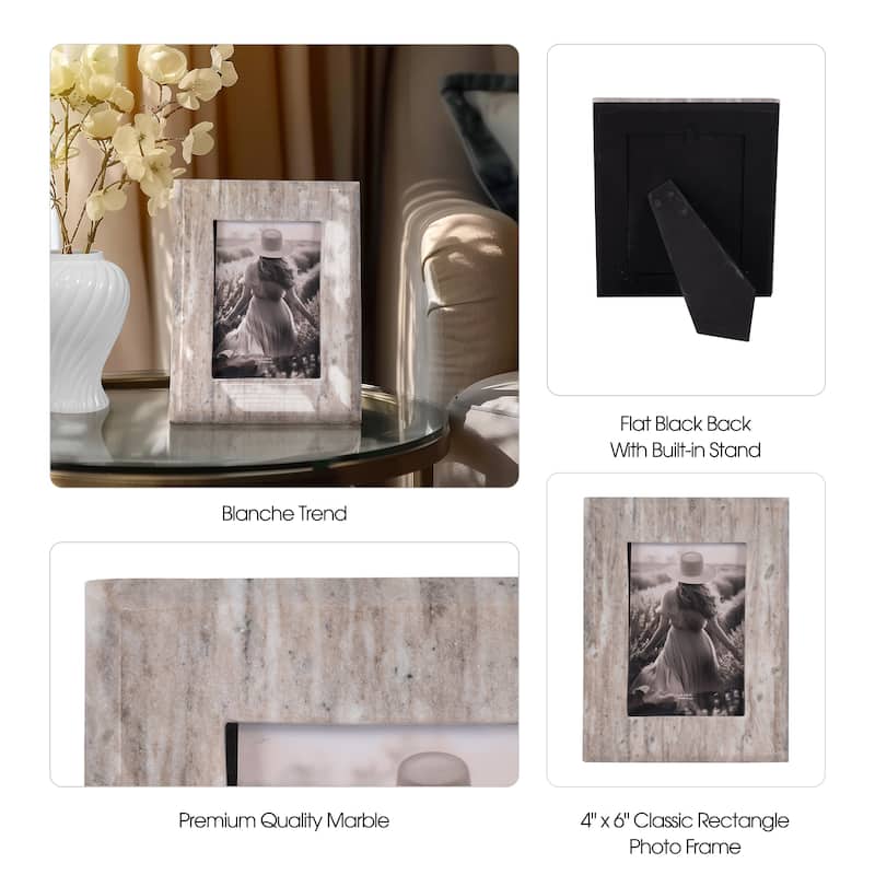 Sagebrook Home Curved Marble Photo Frame, Mocha, Rectangle