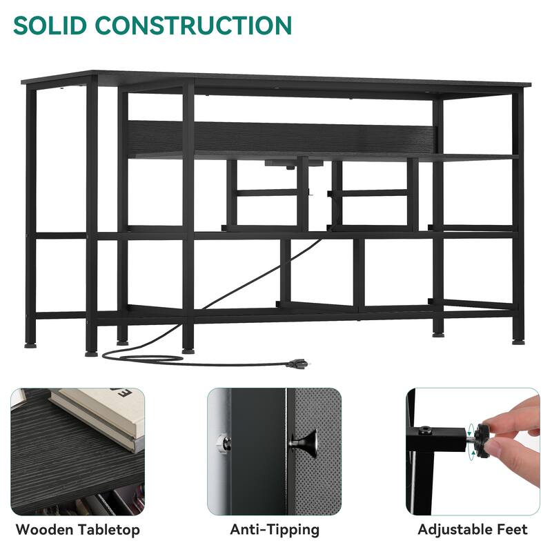 Moasis 50"W 9-drawer Fabric Dresser, Media Console, TV Stand with Outlets, RGB Lights