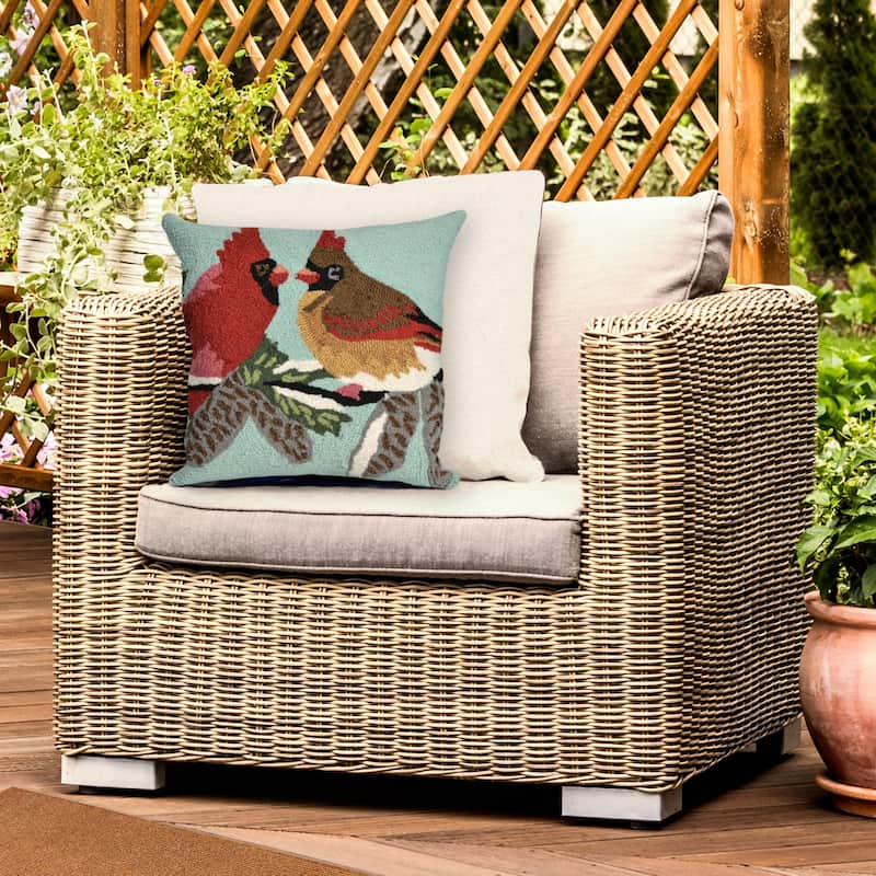 Liora Manne Frontporch Cardinals Indoor/Outdoor Pillow Sky 18" Square