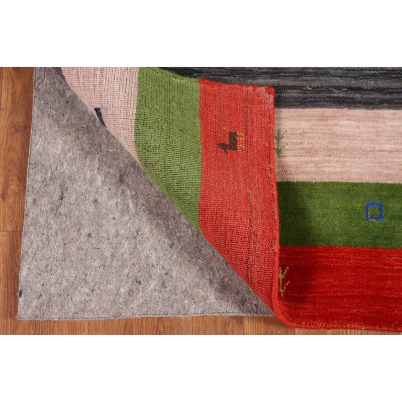 Striped Tribal Gabbeh Oriental Foyer Rug Handmade Wool Carpet - 4'0"x 6'0"