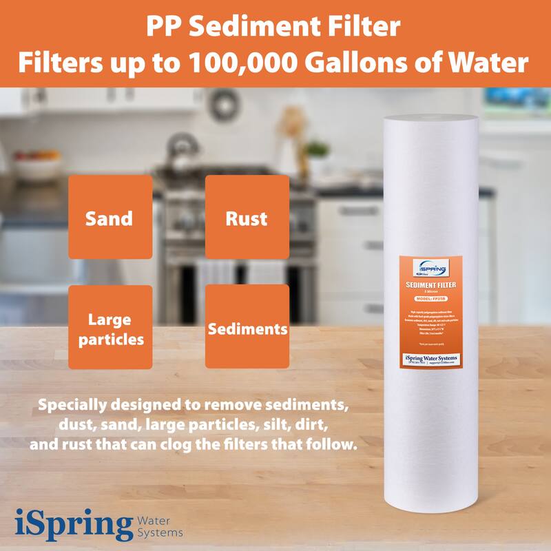 iSpring 4.5" x 20" 3-Stage Whole House Water Filter Set Replacement Pack