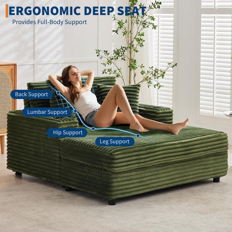 60 Inch Upholstered Sofa Bed with Throw Pillows and Armrests, Comfy Corduroy