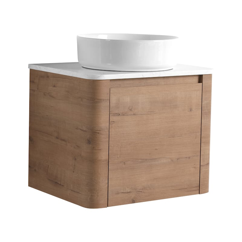 24'' Wall-Mounted Bathroom Vanity With Ceramic Art Sink & 1-Soft-Close Door,KD-Packing, Plywood
