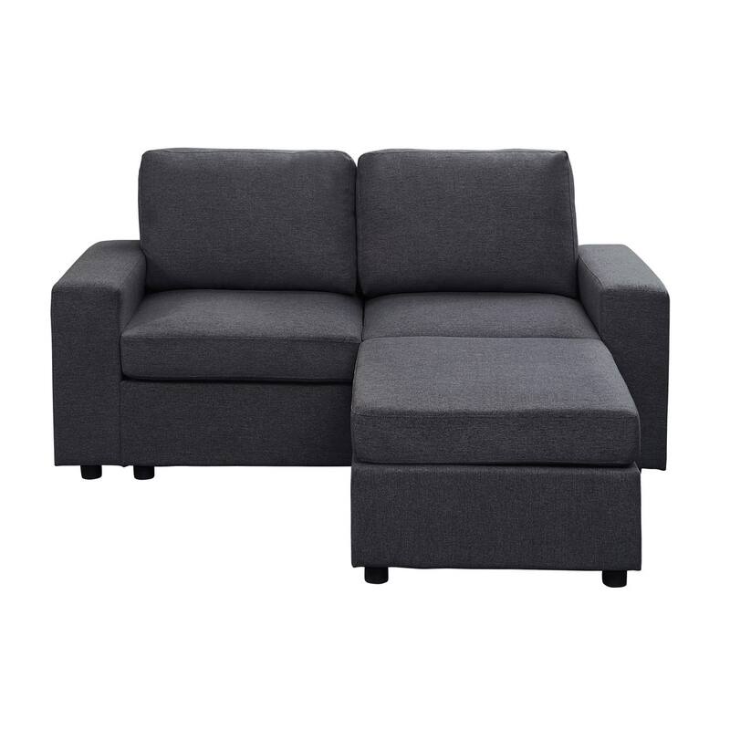 Linen Loveseat with Ottoman