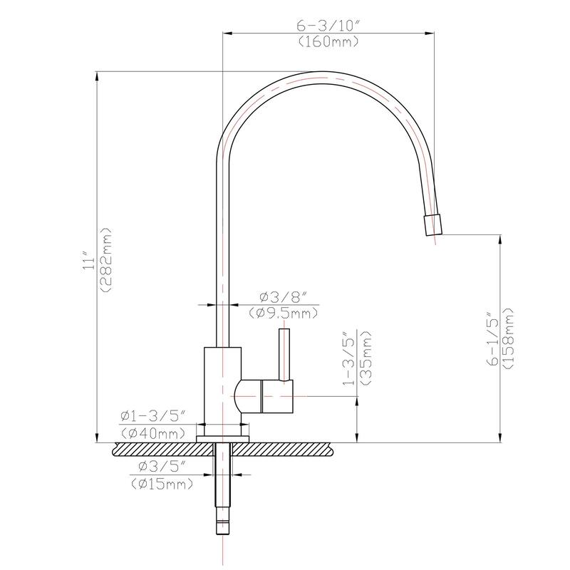 Lordear Kitchen Purifier Faucet Stainless Steel Filter Drinking Water - 11.2"