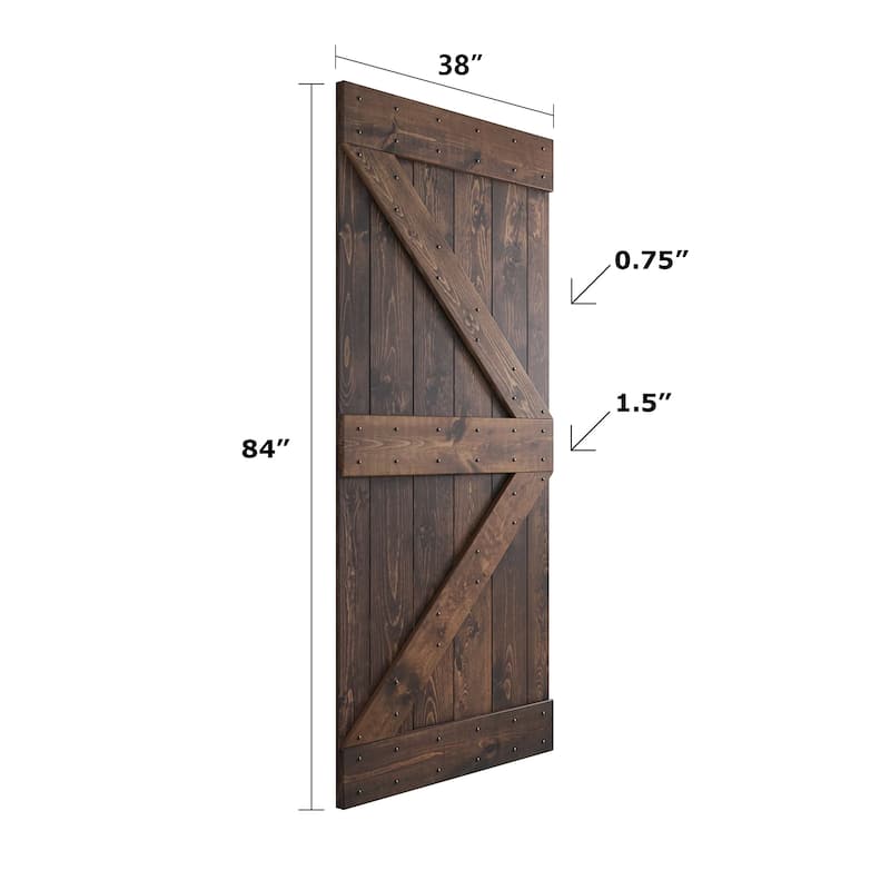 Coast Sequoia 48in/60in/72in/76in/84in x 84in K Series Pine Wood Double Sliding Barn Door With Hardware Kit