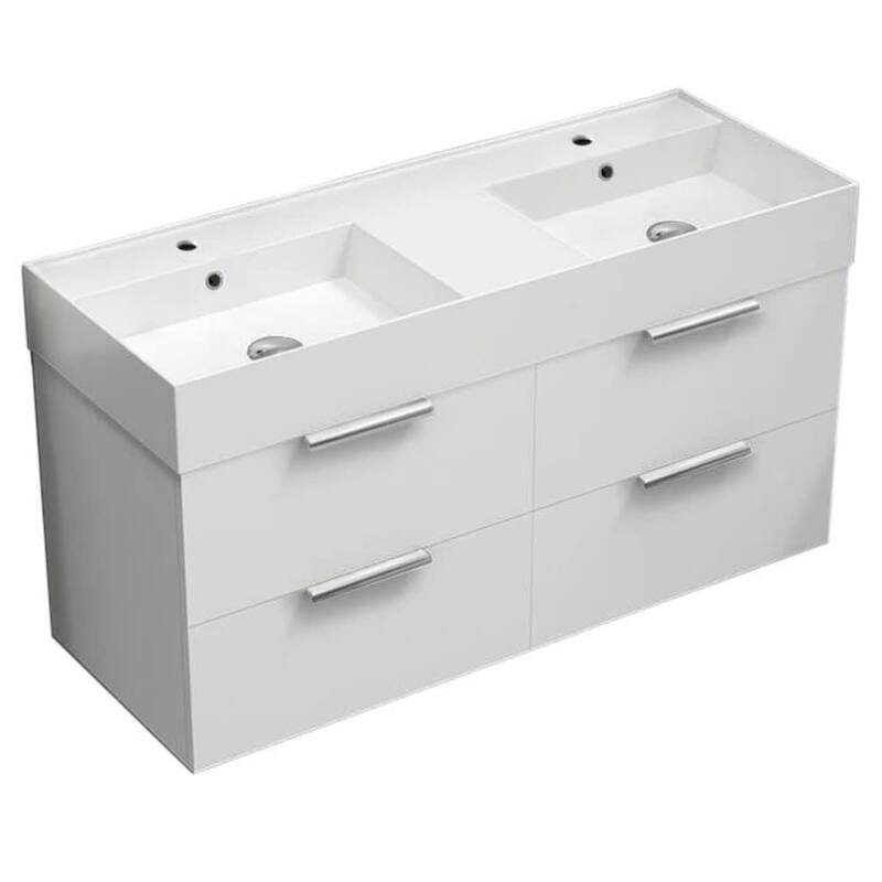 Nameeks Derin-4818-W-2 Derin 48" Wall Mounted Double Basin Vanity Set