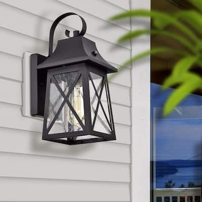Dusk to Dawn Outdoor Wall Sconce - 2 Pack Farmhouse in Matte Black Finish - 13*6*7