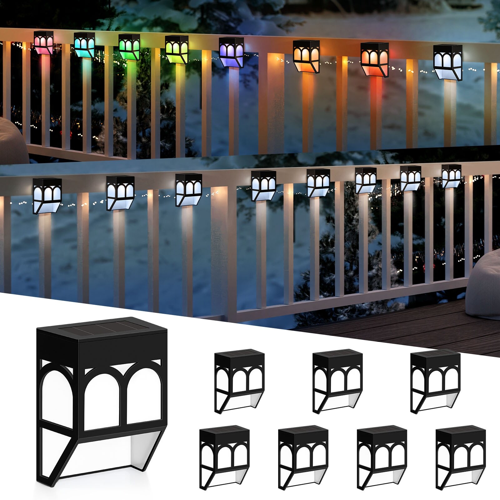 Solar Lights Outdoor 2 Modes Decorative LED Solar Fence Lights for Fence Patio Yard Pathway 8 Pack On Sale Bed Bath Beyond 39948468