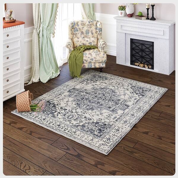 Totti Venus Navy/Cream 3x5 Oriental Rug - 3'X5' Rectangular - 3'X5 ...