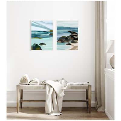Kate and Laurel Sylvie Ocean Breeze Landscape - 2 Piece Framed Canvas Art Set by Nikita Jariwala