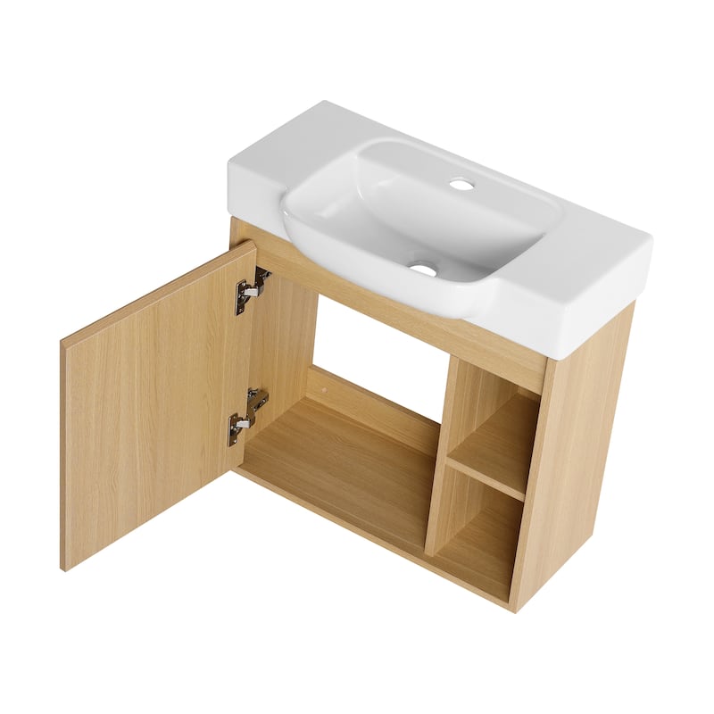 Beingnext 24"/28" Bathroom Vanity with Sink, Floating Bathroom Vanity with Soft Close Door and Shelf