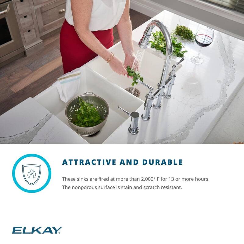Elkay SWUF32189FLC Fireclay 33" Farmhouse Double Basin Fireclay