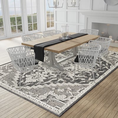 Nautica Indoor/Outdoor Modern Geometric Gray High-Low Rug