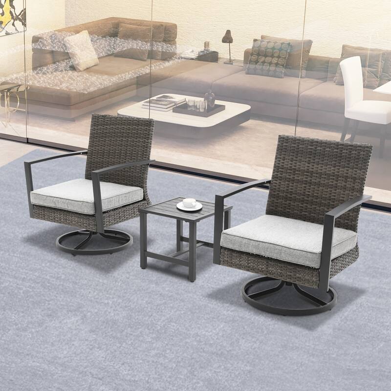 Outdoor Seating Group with Cushions and Table - 2 chairs get grey