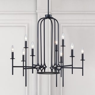 KAWOTI 9-Light Black Pendant Light Chandelier - 75.75 H x 32.25'' W