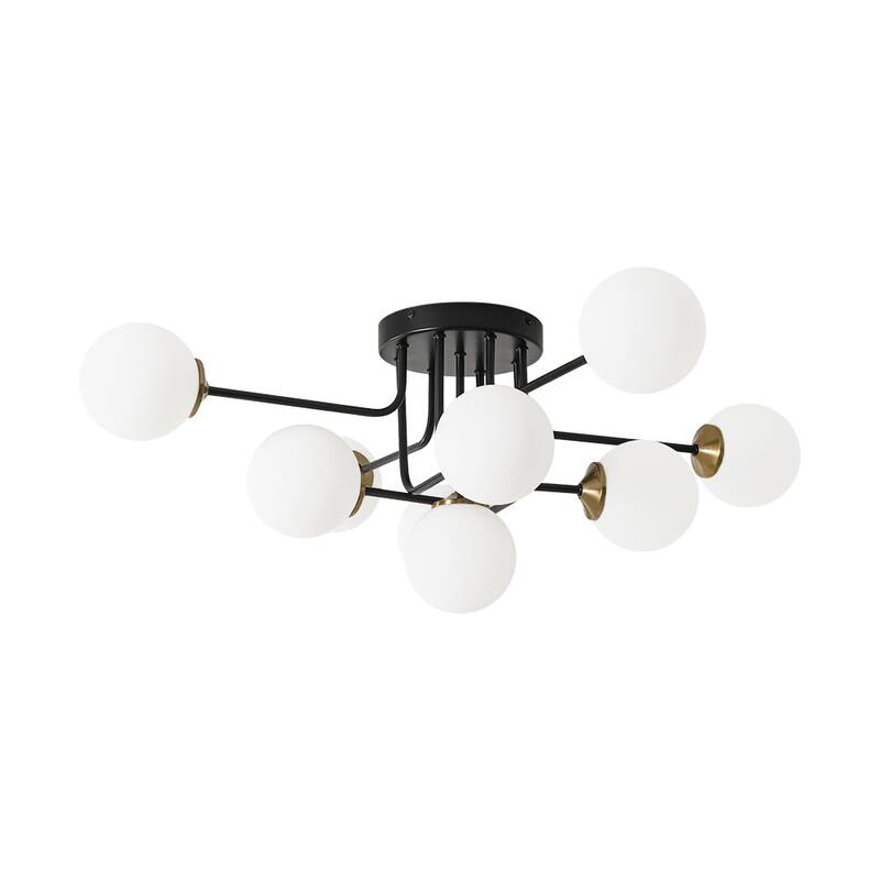 Linear Frosted Glass Globe Sputnik Semi Flush Ceiling Light