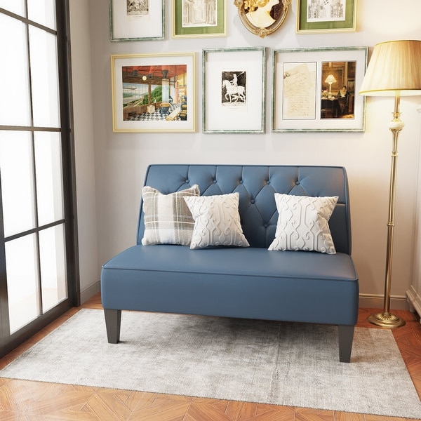 Settee Loveseat Bench Modern Cushioned Linen Armless Sofa Upholstered Sofa Backrest Buckle Couch Banquette Bench On Sale Bed Bath Beyond 36580625
