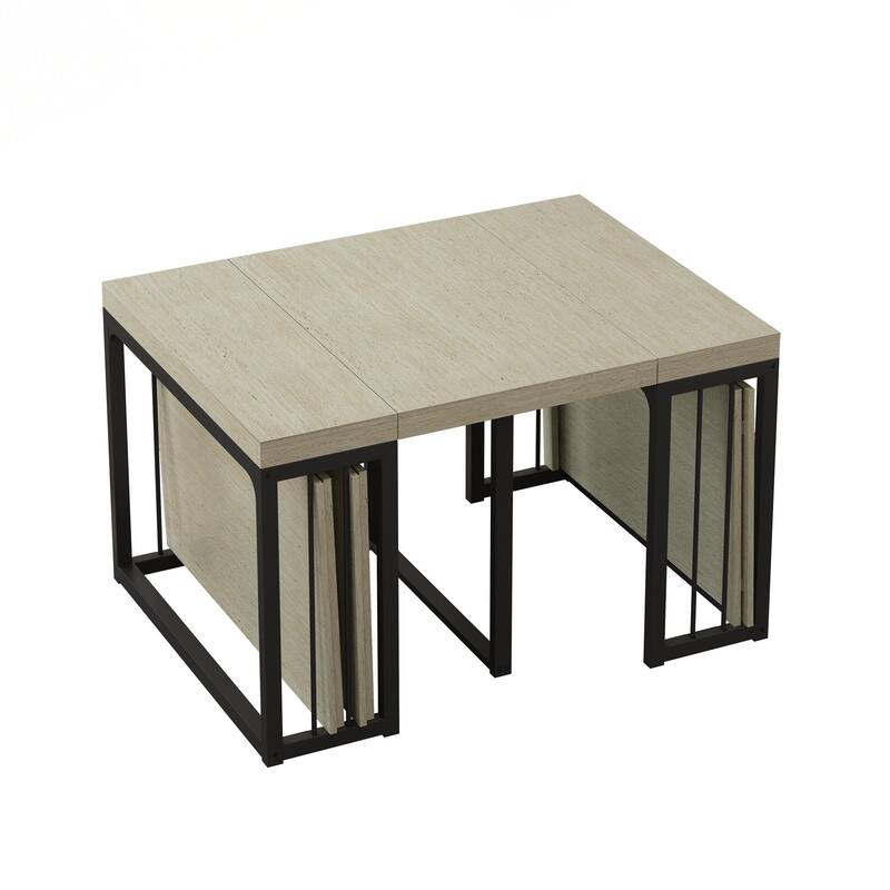 23.62" - 118" Stretching Length, Modern Extendable Dining Table,Seats 2-10 People,,Space-Saving Wood Dining Table for Kitchen