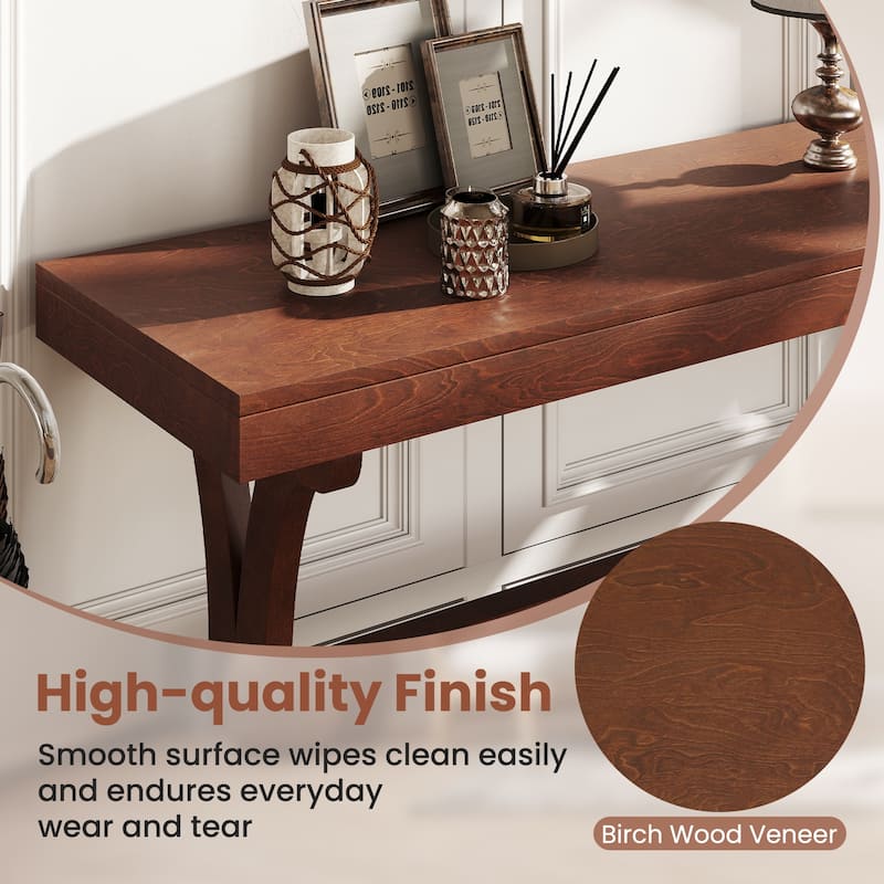 Gymax Narrow Console Table Vintage Accent Sofa Table w/ Open Storage