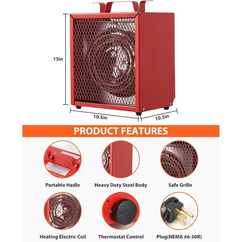 Electric Garage Heater, 3 Settings & Thermostat