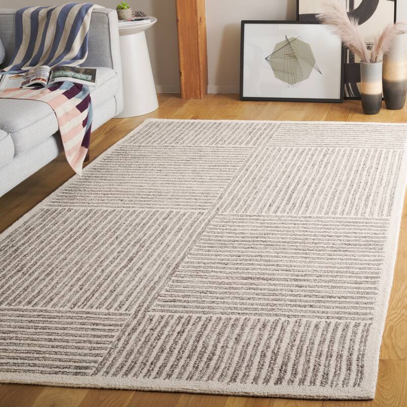 SAFAVIEH Handmade Abstract Klazina Modern & Contemporary Wool Rug - 6' x 9' - Ivory/Grey
