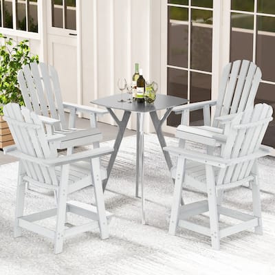 Gymax 4PCS Tall Bar Stool HDPE Chair w/ Armrest Footrest Home Indoor