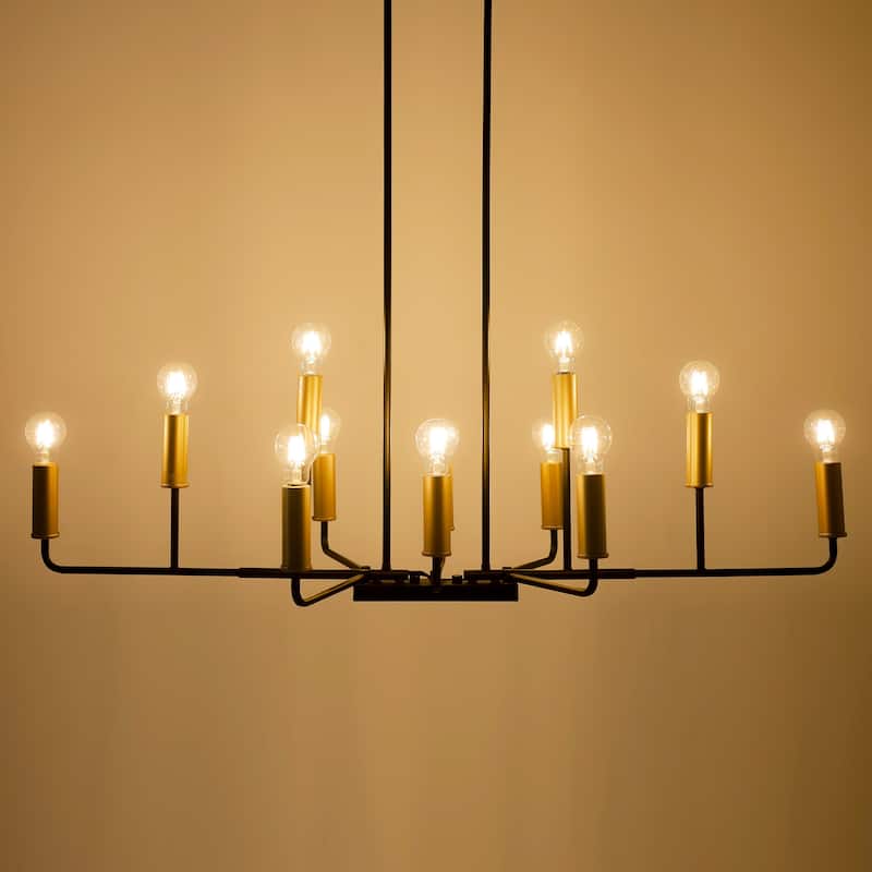 Modern Transitional 12-Light Wheel Chandelier Linear Kitchen Island Pendant Lights for Large Dining table