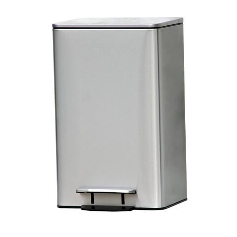 Kings Rack 8 Gallon / 30 Liter Brushed Stainless Steel Step-on Trash Can Fingerprint Resistance with Removable Bucket