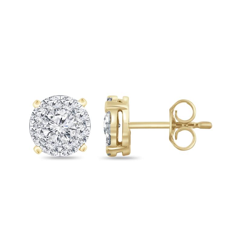 Auriya 14k Gold 1/4ctw Round Halo Pave Diamond Stud Earrings (H-I, I1-I2)