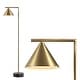 preview thumbnail 1 of 7, Windsor 60" Metal/Marble Cone Shade LED Floor Lamp, Brass/Black by JONATHAN Y - 60" H x 18" W x 9.25" D