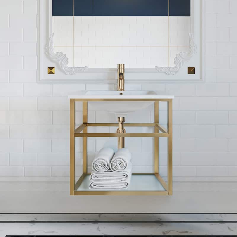 Swiss Madison Pierre 24" Single, Metal Frame, Open Shelf, Bathroom Vanity