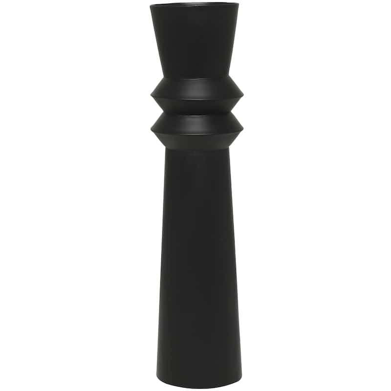 Metal Tall Art Deco Fluted Floor Decorative Vase - Black or Cream - Roche River Decor