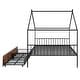 preview thumbnail 36 of 50, Twin/Full Size Metal House Bed with Two Drawers on Wheels, Kids Platform Bed with Roof Frame