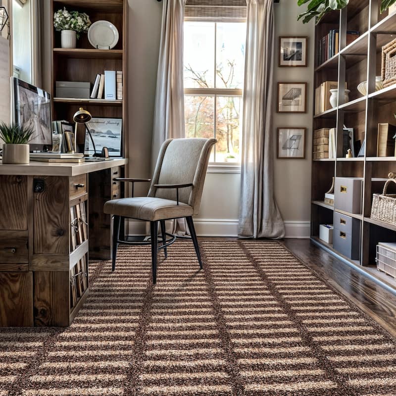 Bohemian Stripe Lines Shag Rug - Textured Surface - Anthracite Dark Gray - Easy to Clean