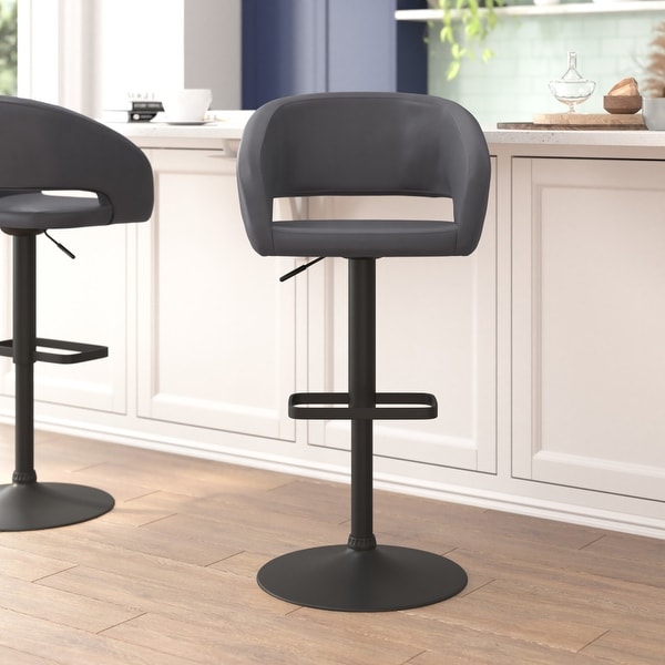 Vinyl Adjustable Height Barstool with Rounded Mid Back On Sale Bed Bath Beyond 20340282