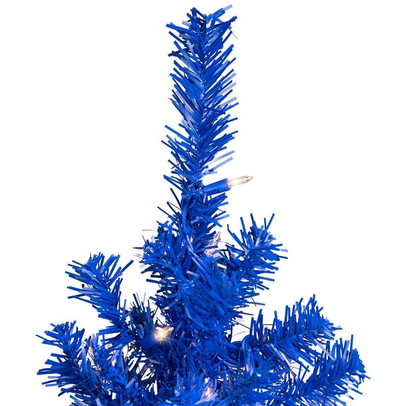 Pre-Lit Medium Artificial Pine Christmas Tree - 4' - Royal Blue - Clear Lights - 4 Foot
