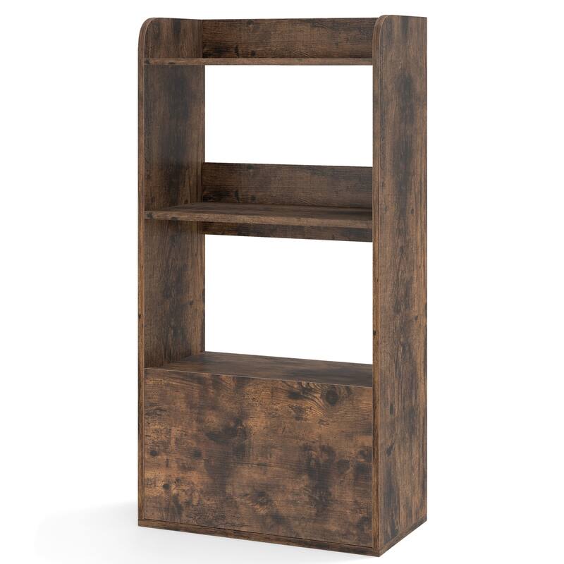 Gymax Bookcase w/ Drawer 3-Tier Open Shelf Anti-Toppling Kits for