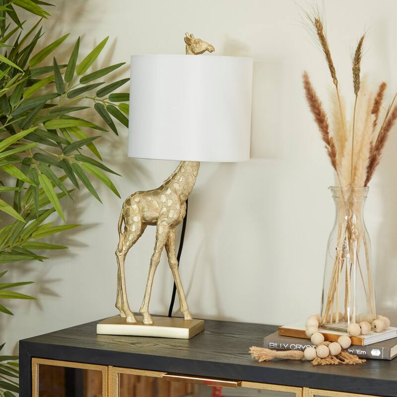 Gold Polyresin Giraffe Room Table Lamp - Gold