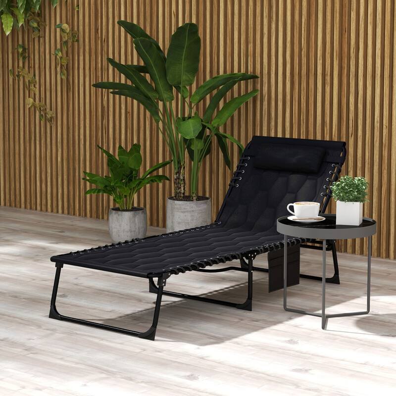Foldable recliner with headrest and pockets