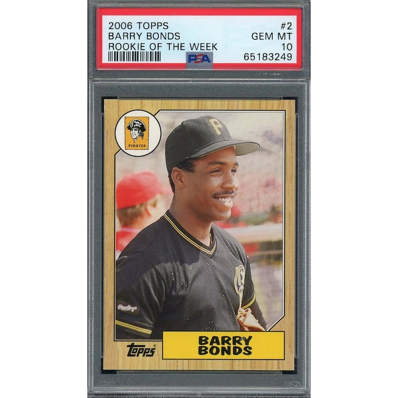 Barry Bonds 2006 Topps Rookie of the Week Baseball Card #2 Graded PSA 10 - 8'6" x 11'6"
