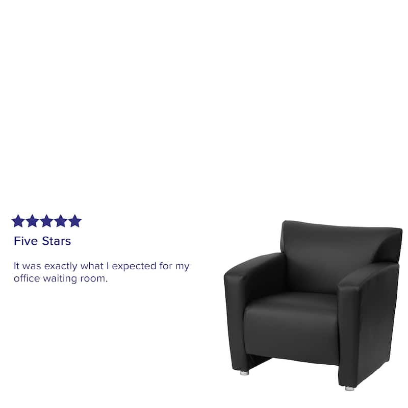 LeatherSoft Chair with Extended Panel Arms - 31.25"W x 30"D x 31.25"H - Black Faux Leather