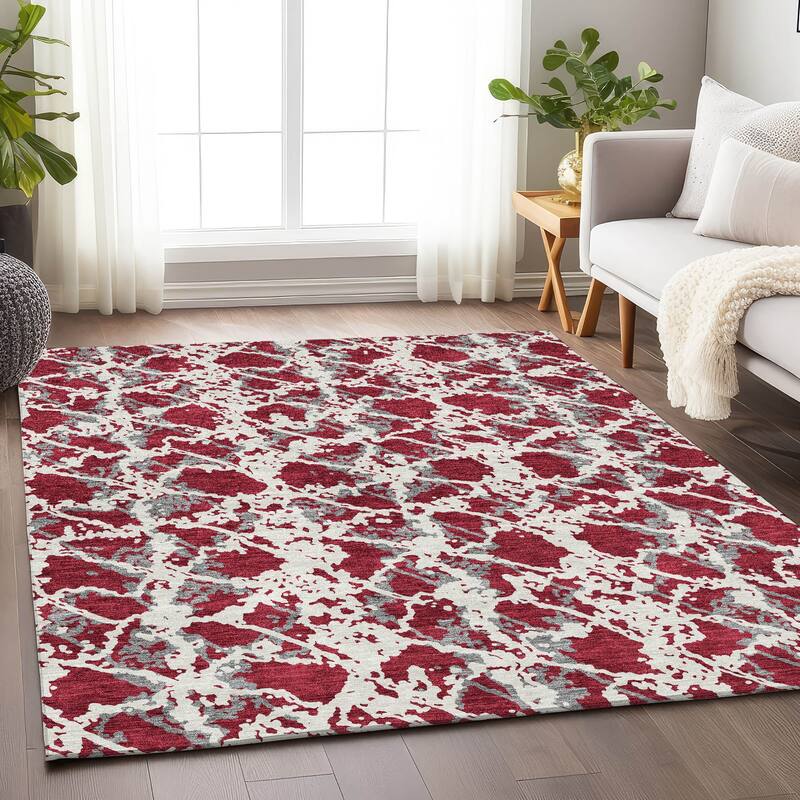 Premium Washable Super Soft Abstract Fusion Mayfield Rug - Burgundy - 10' x 14'