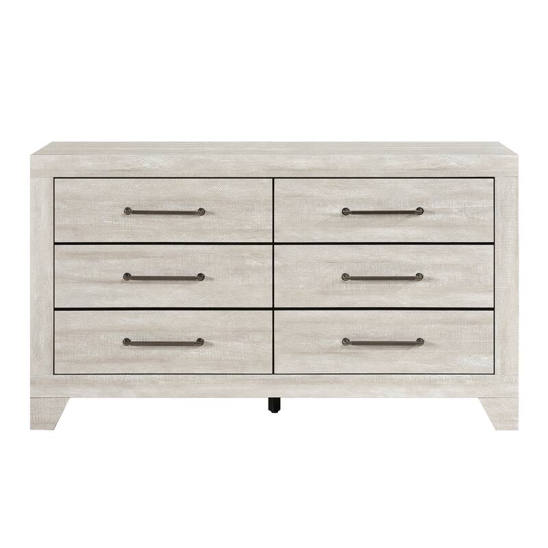 Contemporary Bedroom Furniture Set Gray Oak Finish Bed Nightstand Dresser Mirror Chest