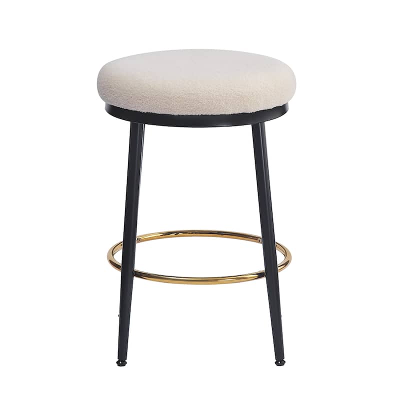24.75'' Modern Counter Stools Set of 4,White Counter Stools with iron Frame,Sponge cushion,Footrest