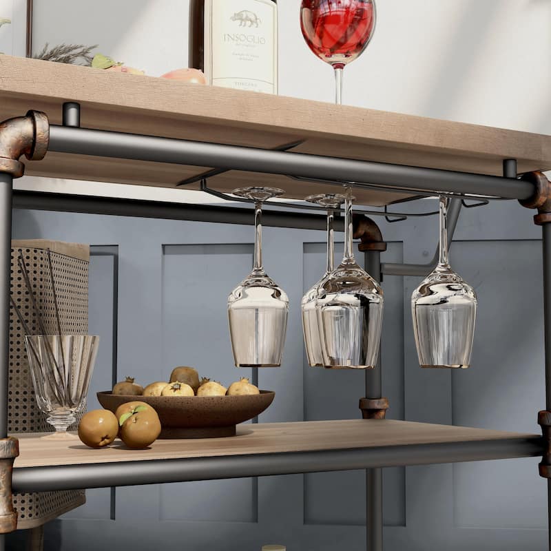 Herman Industrial Antique Black Metal 2-Shelf Serving Cart by Furniture of America