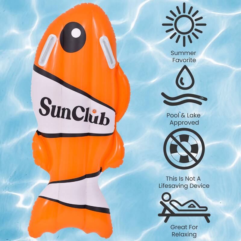 Inflatable Clown Fish Swimming Kickboard - 39" - Orange and White
