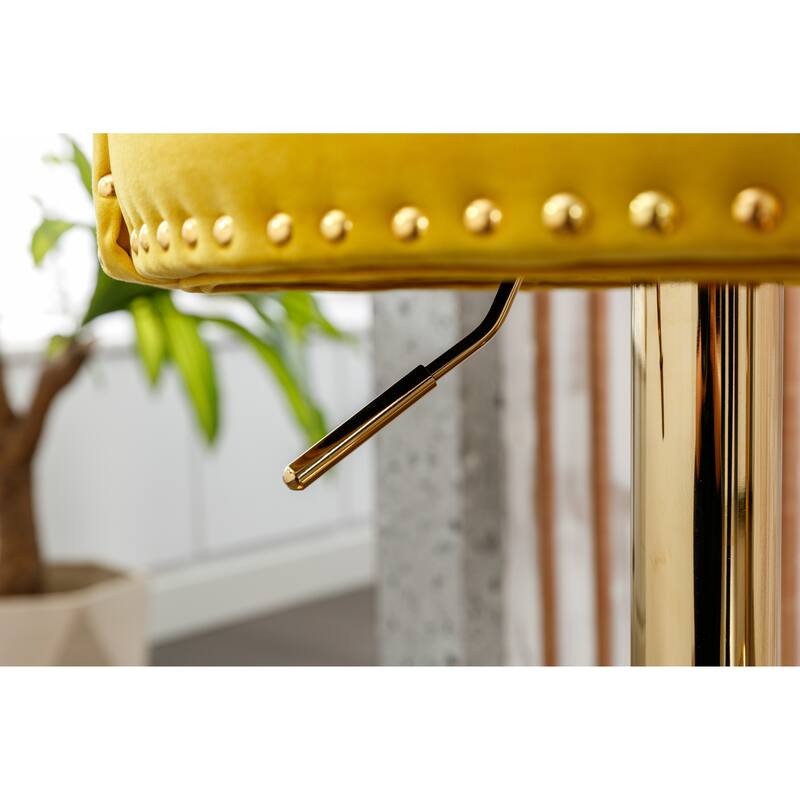 Set of 2 Adjustable Counter Height Swivel Bar Stools with Footrest