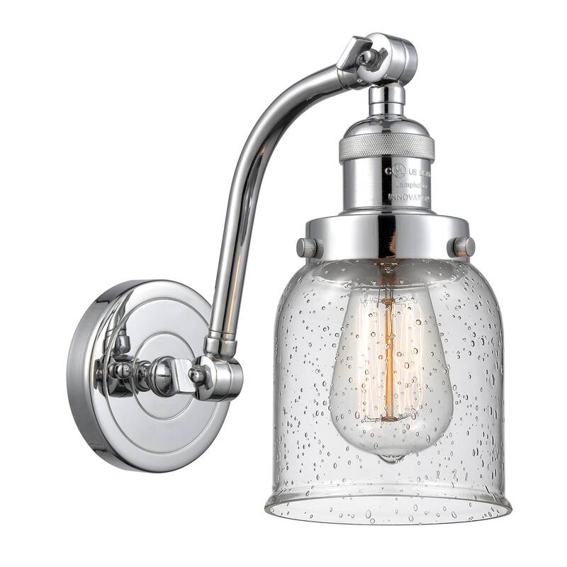 Innovations Lighting Small Bell Single Light 12" Tall Bathroom Sconce - Polished Chrome / Seedy