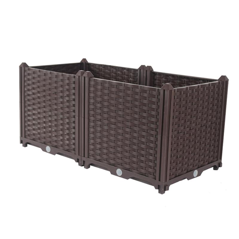 HomeRoots 32" X 16" Dark Brown Heavy Duty Plastic Rectangular Self Watering Planter Box